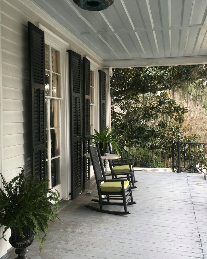 Rocking chairs on a Lowcountry front porch
